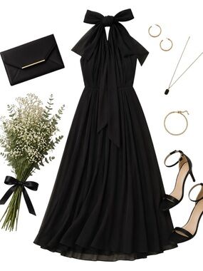 Twobirds Convertible Black Multiway Bridesmaid Cocktail Dress Short OSFM in EUC
